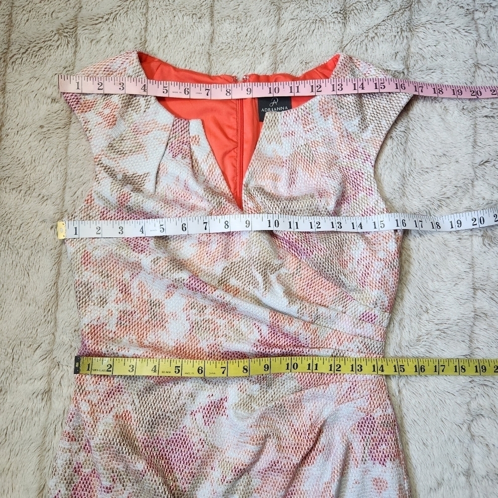 Sleeveless Dress Elegant Pastel Pinks Whites orange and Neutrals ADIANNA PAPELL - Picture 11 of 14